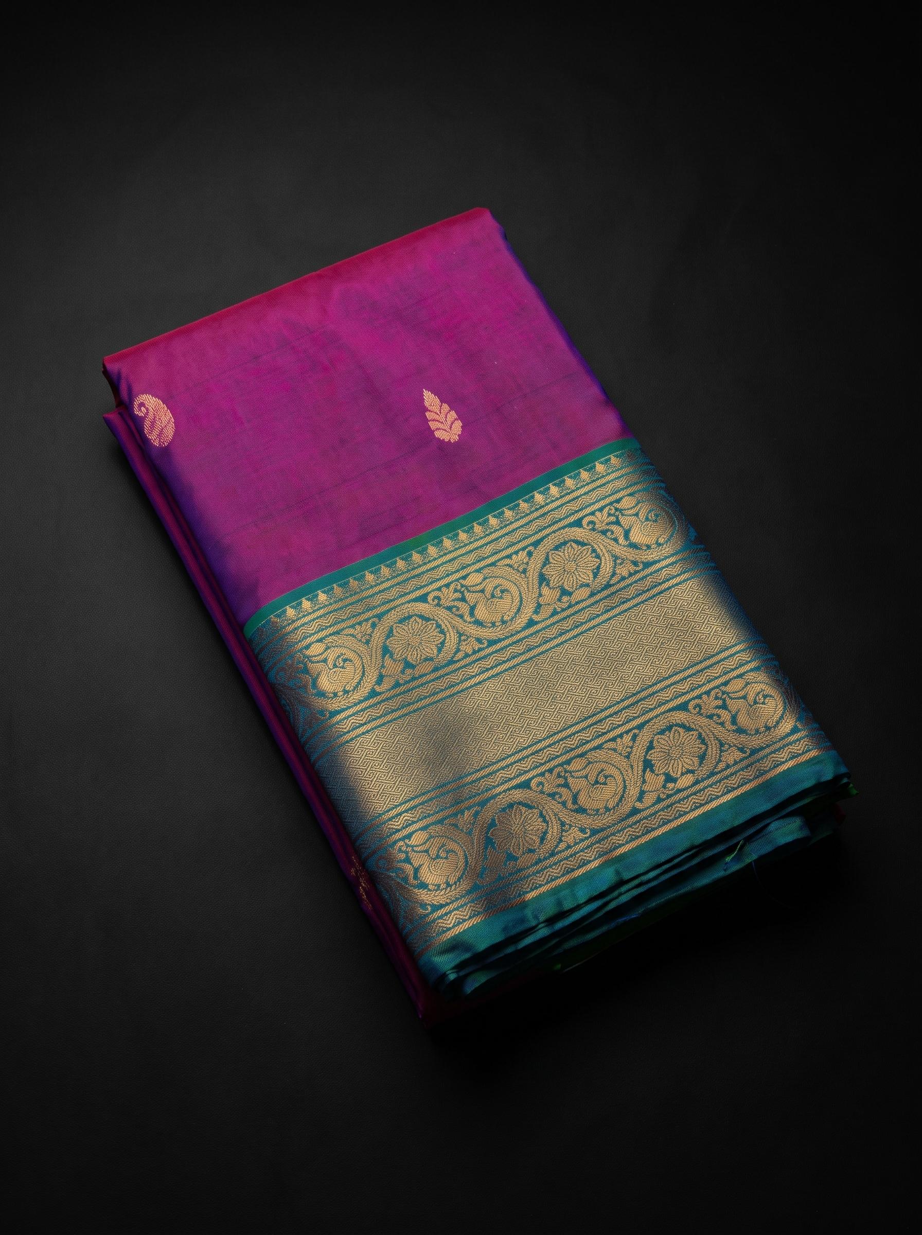 Rich Magenta & Deep Teal Green - Saree Powerloom