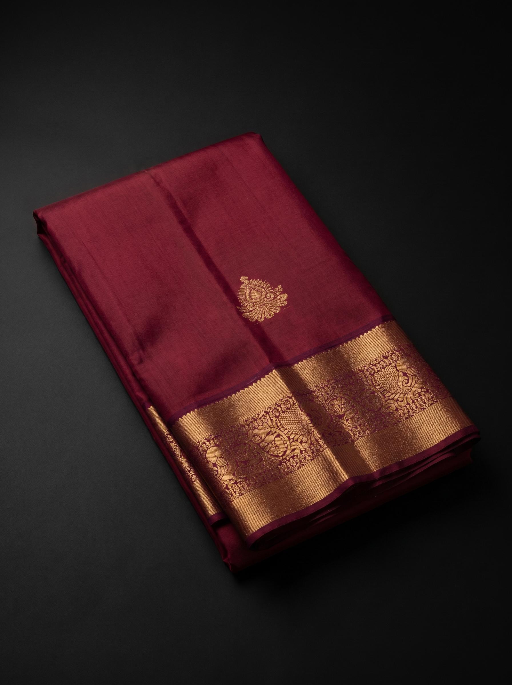 Deep Maroon/Wine Red - Saree Powerloom